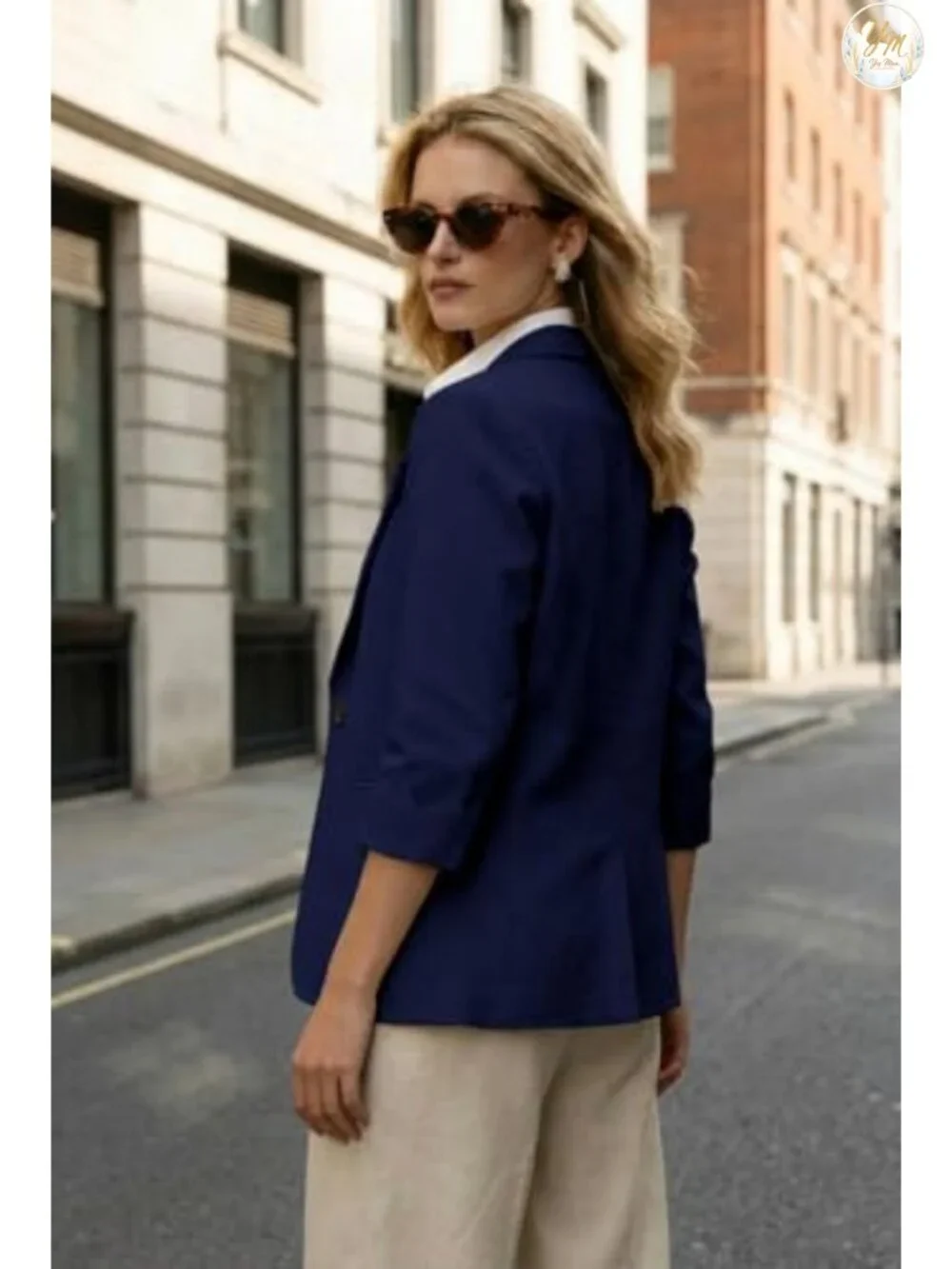 Women's 3/4 Sleeve Linen Blazer - Lightweight Casual Business Jacket